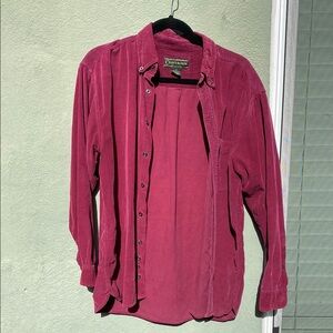Croft & Barrow Burgundy Corduroy Button Down  Shirt